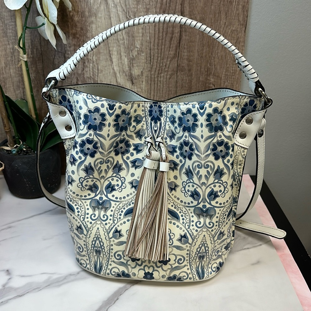 Patricia Nash Blue and Cream Floral Bag